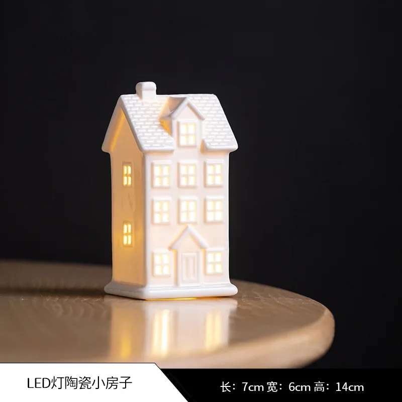 Led Ceramic Small House Small Night Light Desktop Atmosphere Props