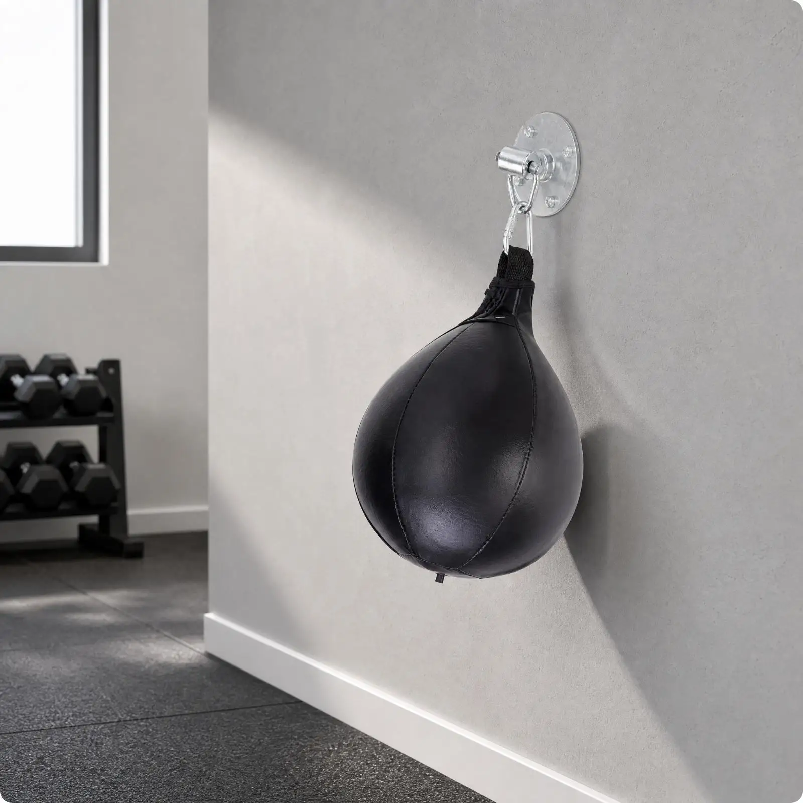 Speed Bag with Swivel and Mounting Plate PU Leather Hanging Speed Punch Bag Easy to Install Wall Mount for Boxers, Home Gym