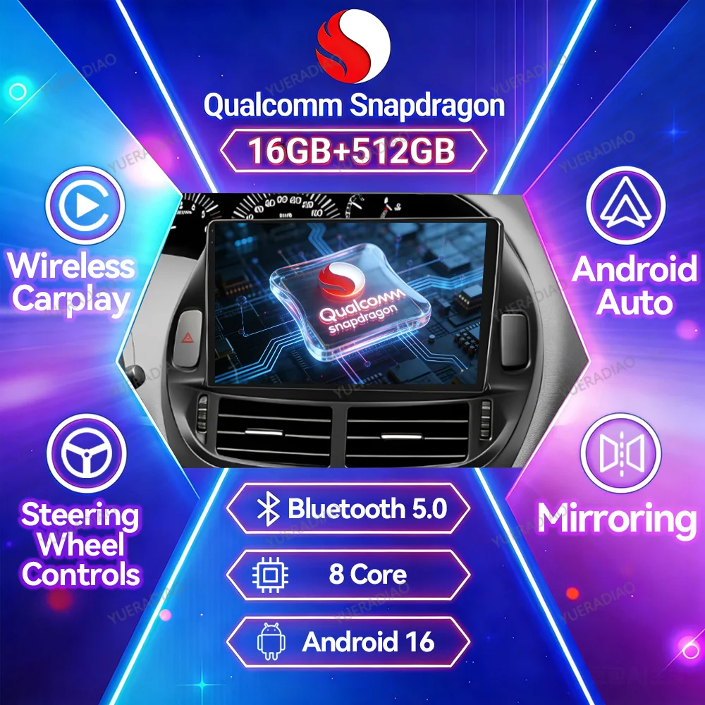 Android 16 Car Radio For Toyota Previa ESTIMA ACR30 Tarago 2002 - 2006 QLED GPS NAVI 4G LTE 5G WIFI BT Multimedia Video Player