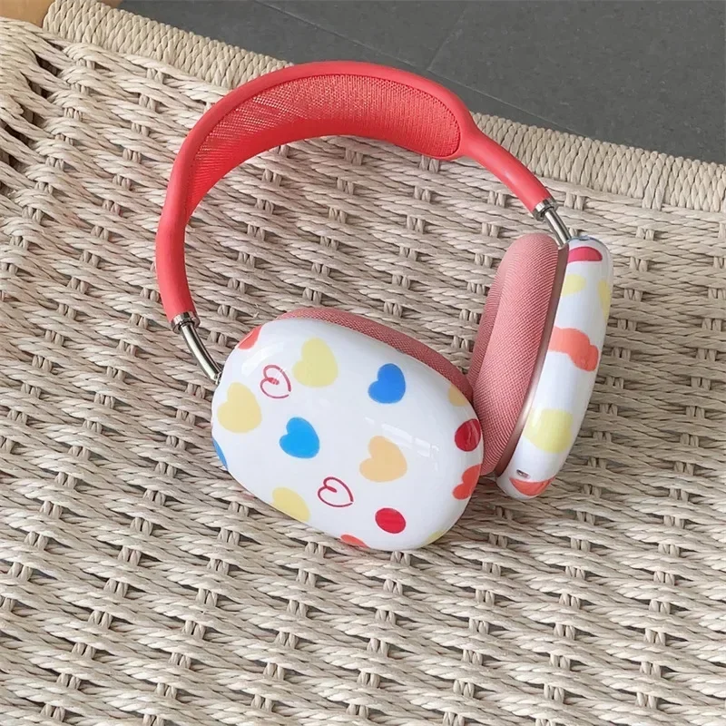 2pcs/set Simple Love Heart Soft Cover for AirPods Max Wireless Headphones Fashion Case Protective Shockproof Sleeve Protector