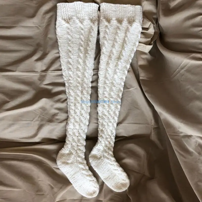 N7YF Women Winter Autumn Thigh High Stockings Cable Knitted Winter Warm Long Socks
