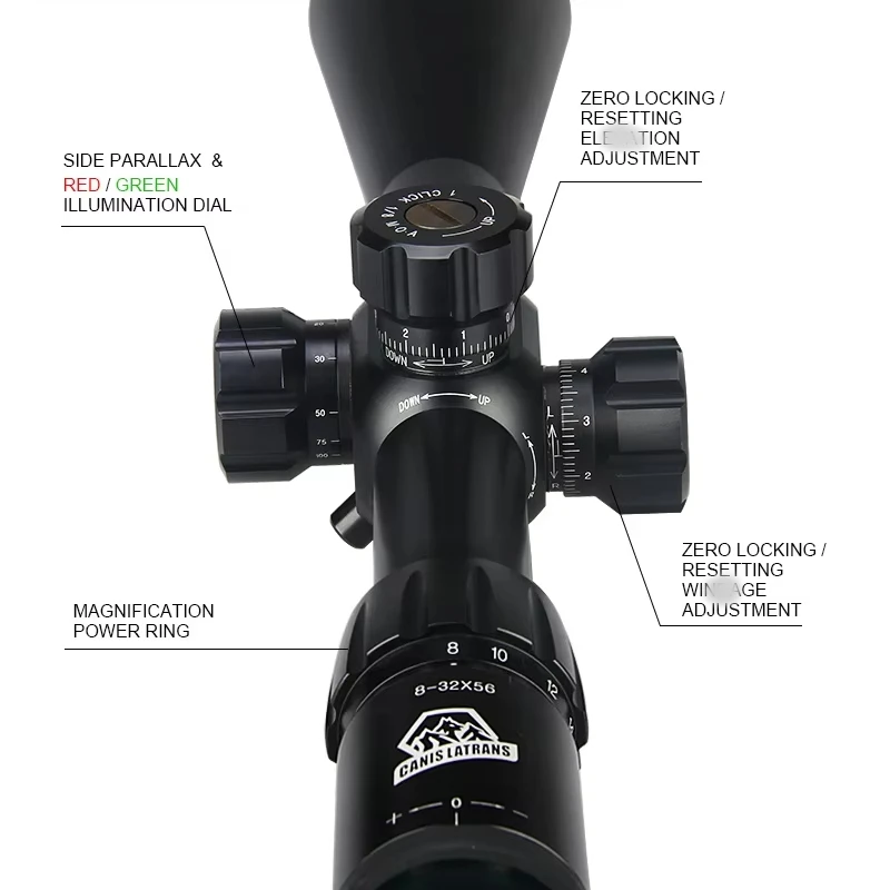 

8-32X56SFIRF Scope Sight 1000G Waterproof Red Green Illuminated Reticle Telescope Sight HK1-0283 Hunting Scope