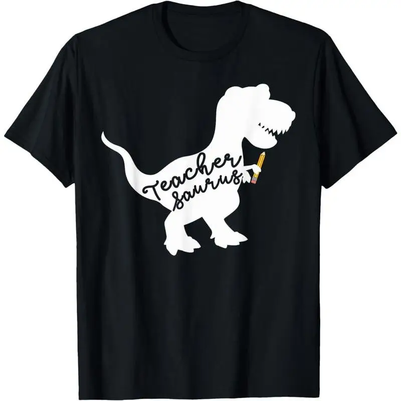 

Funny Teachersaurus T-Shirt Men's Women's T-Rex Teacher Graphic Tee Dinosaur Lover Gift School Staff Top Education Humor Apparel