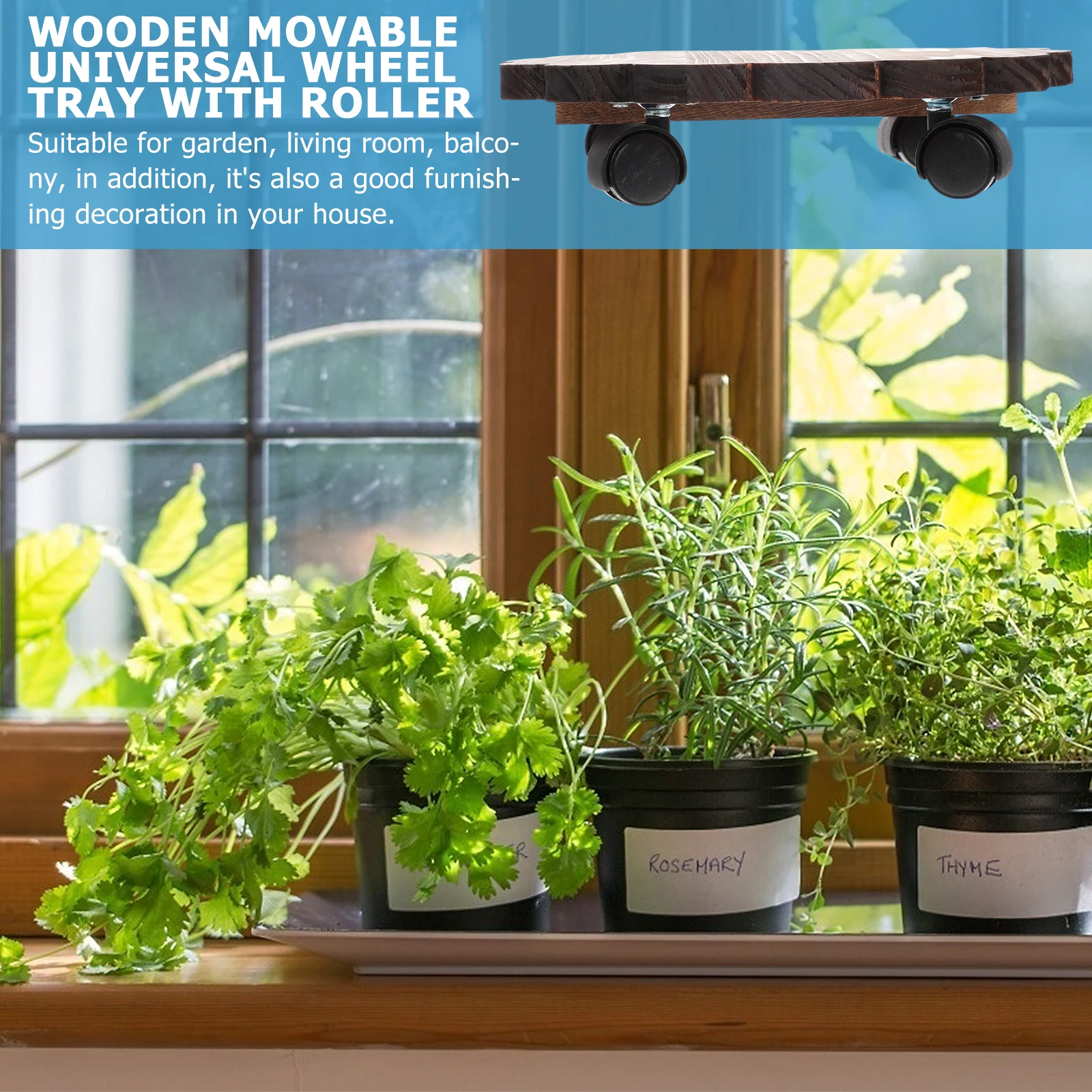 

Outdoor Pallet with Roller Disc Plant Pots Indoor Movable Flower Stand Planter Wheels
