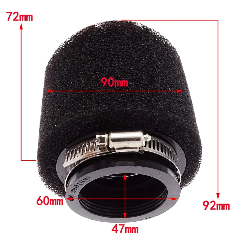 47mm Universal Motorcycle Straight Black Foam Air Filter Sponge Cleaner Fit for Suzuki Yamaha Kawasaki ATV Bike Dirt Pit Parts