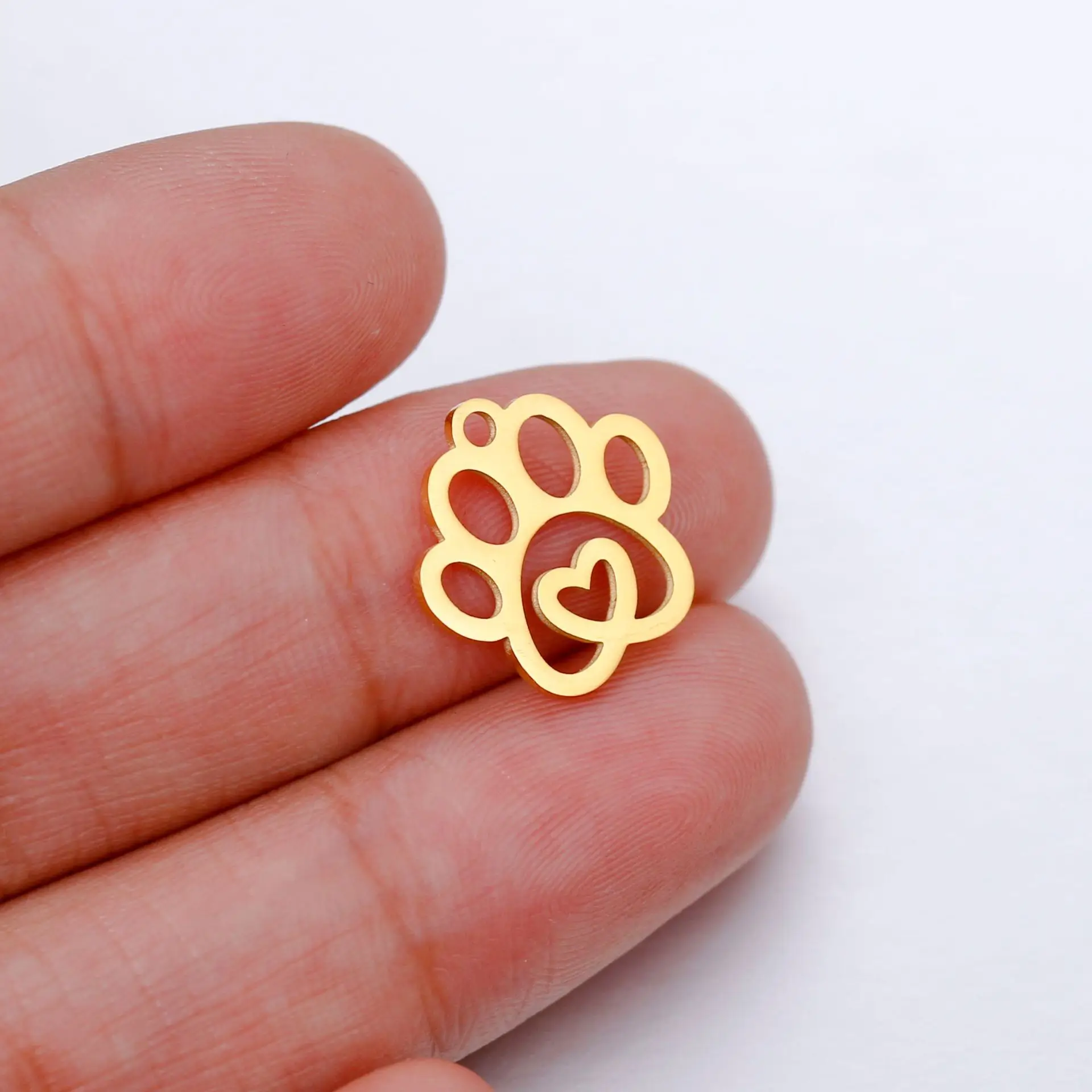 Mirror polished stainless steel hollow love dog PAWS Cat PAWS accessories DIY cute simple animal PAWS