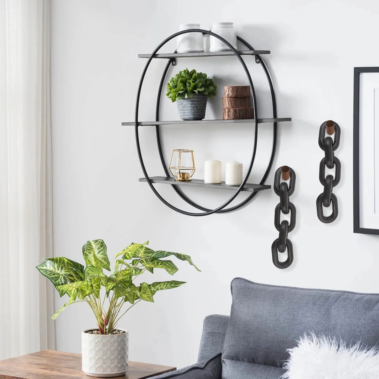 

Wood Chain Link Decor Premium Wood Chain Link Decoration Neutral Color for Home Office Desktop Living Room Ornament