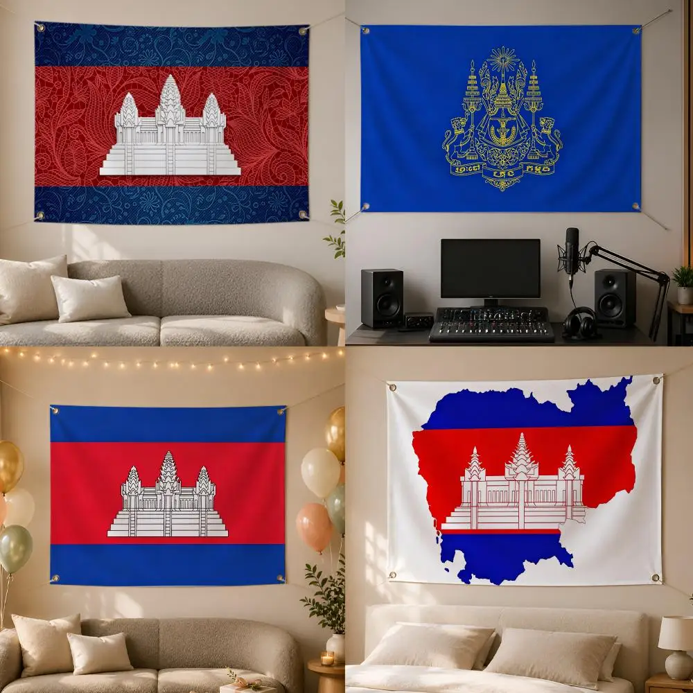 Kingdom Cambodia Flags Wall Hanging Flag Banner for Bedroom Dorm Party Festival Camping Indoor Outdoor Decor