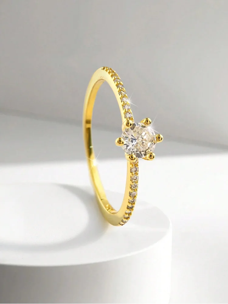 925 Sterling Silver Simplicity Classic Gorgeous Shiny Zircon Single Ring For Women Engagement Wedding High Quality Fine Jewelry