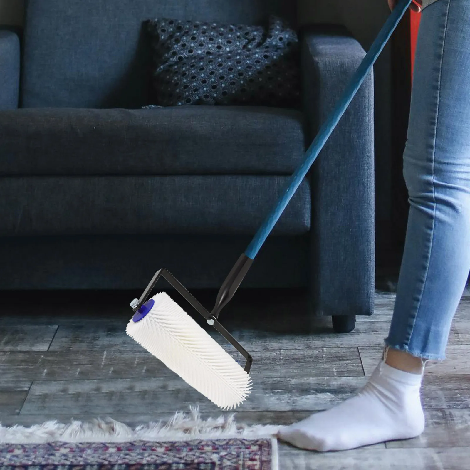 

Screed Spiked Roller Bubble Remove Device Self Leveling Cement Floor Nail Roller Brush Defoaming Tool Easy Hold Handle