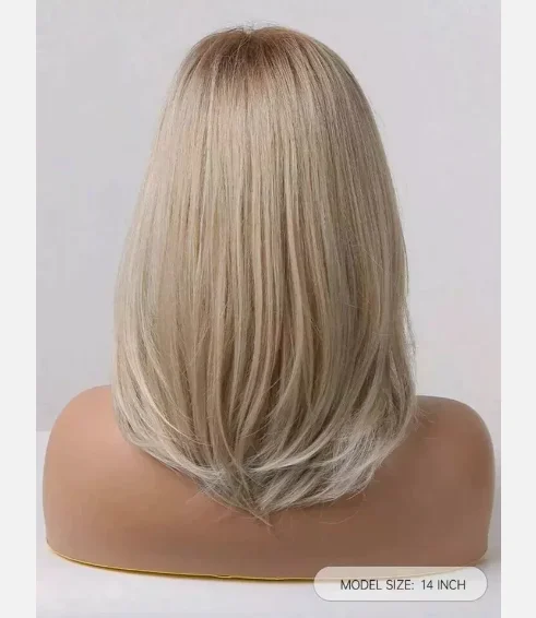 Nova moda glamour perucas loiras retas femininas 14 polegadas