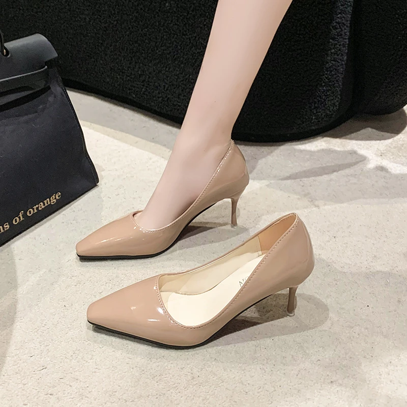 

2024 Plus Size Shoes Women's High Heels, Stilettos, Nude Solid Color Platform Slippers, Sexy Shoes, Pointed-toe Sandals Women