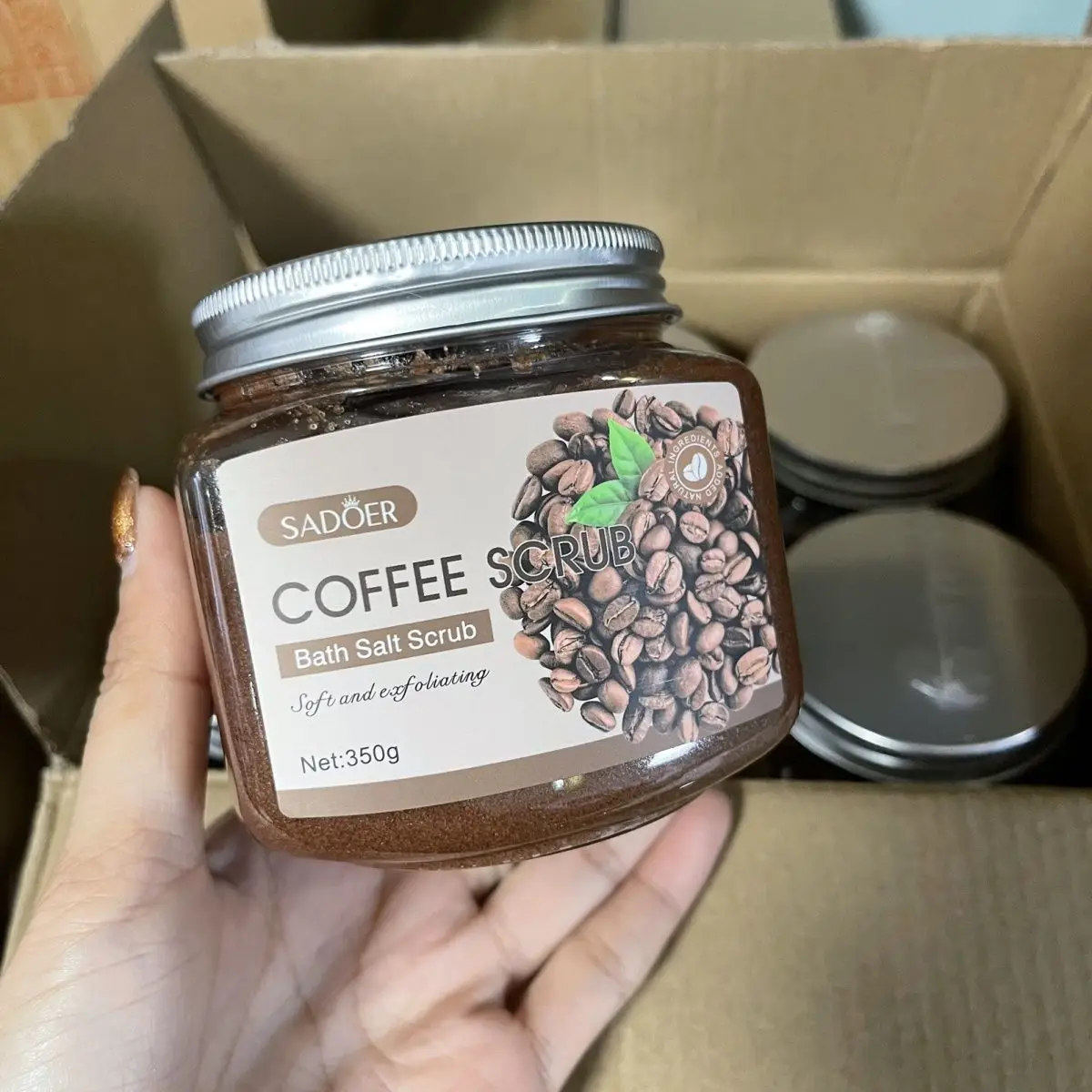 

Coffee Coconut Sea Salt Body Scrub 350g - Refining Exfoliator, Smoothing Revival Therapy