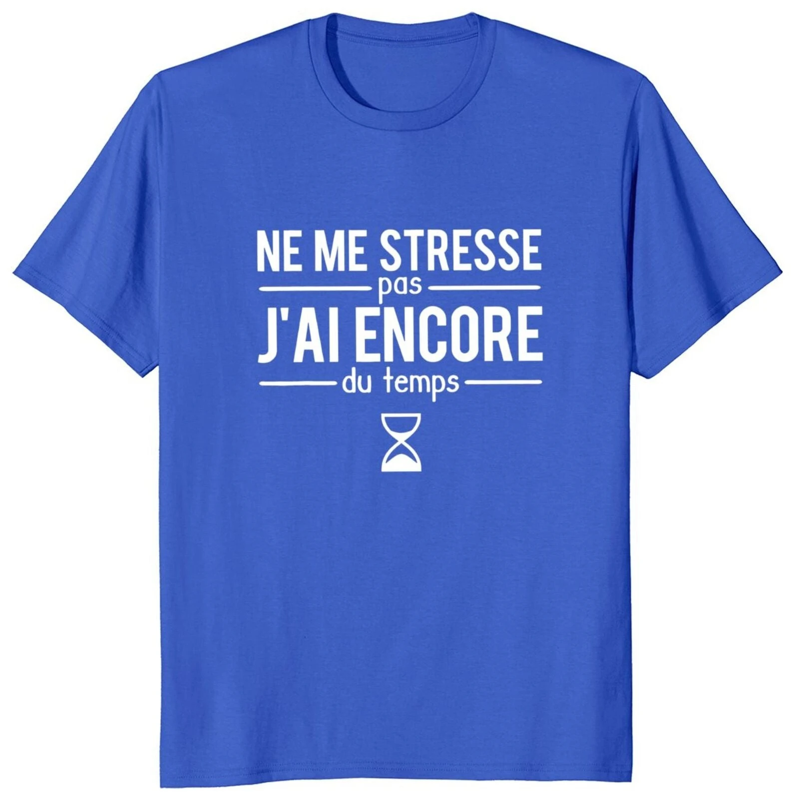 Calm Slogan T Shirt Men Women Short Sleeve Minimal Hourglass Icon Letter Graphic Crew Neck Cotton Stress Relief Casual Tee