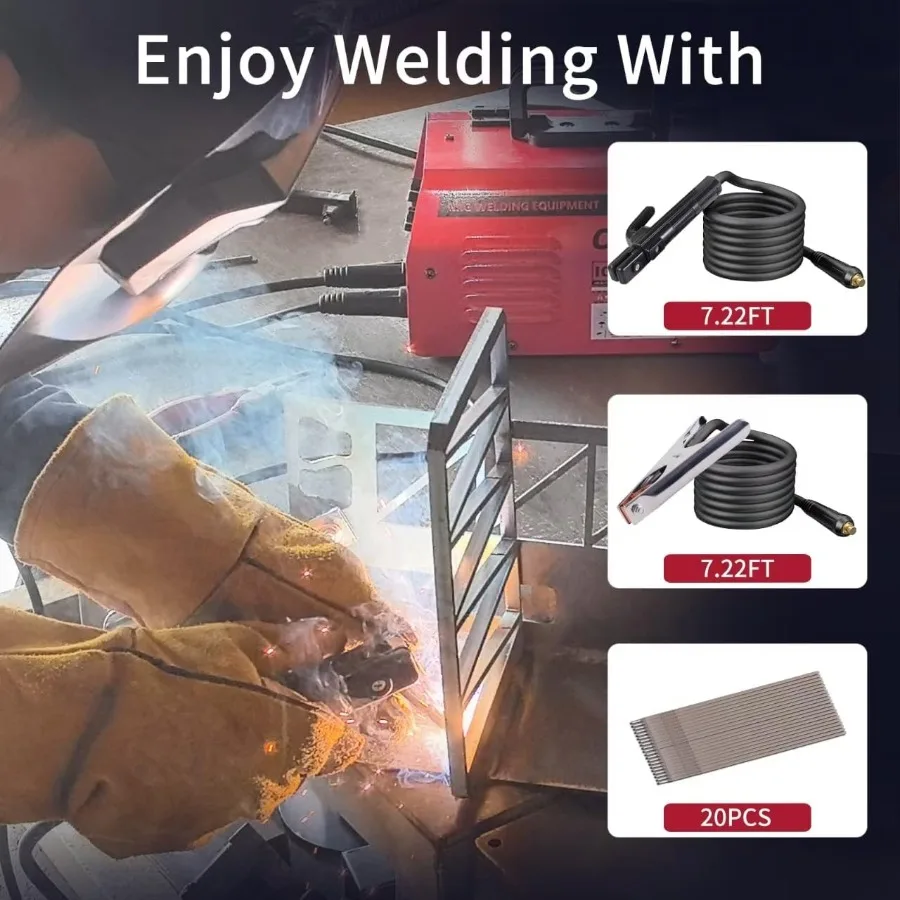 ماكينة لحام MIG 140 أمبير 110 فولت تدفق كور 2 في 1 متعددة المعالجات MIG/MMA ماكينة لحام محمولة مع عاكس IGBT ومصباح LED كبير D #4