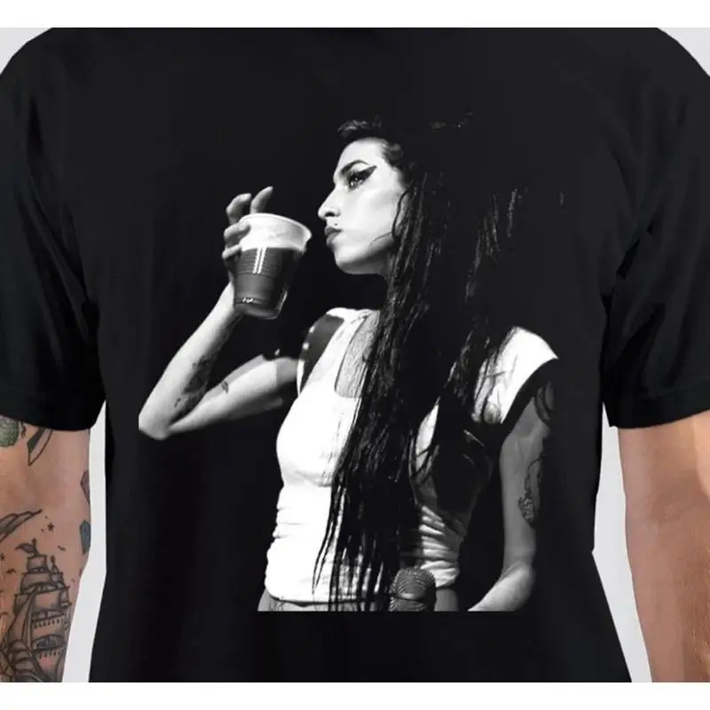 Amy Winehouse Holding Coffee Cup T-Shirt