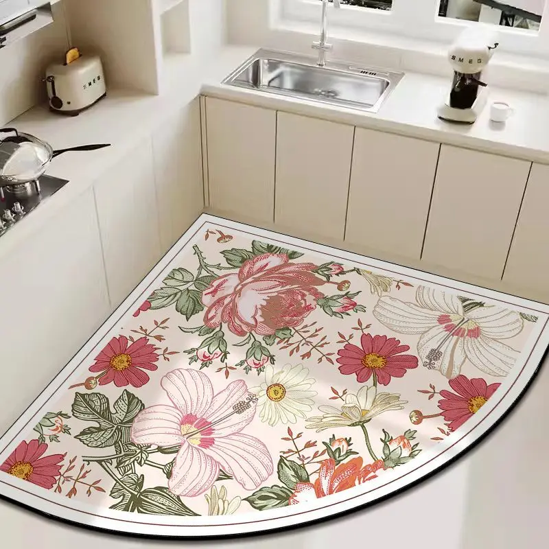 

French Diatomaceous Kitchen Floor Mat Absorbent Quick Drying Foot Mat Kitchen Oil Absorbing Carpet Dirt Resistant Can Be Cut Rug