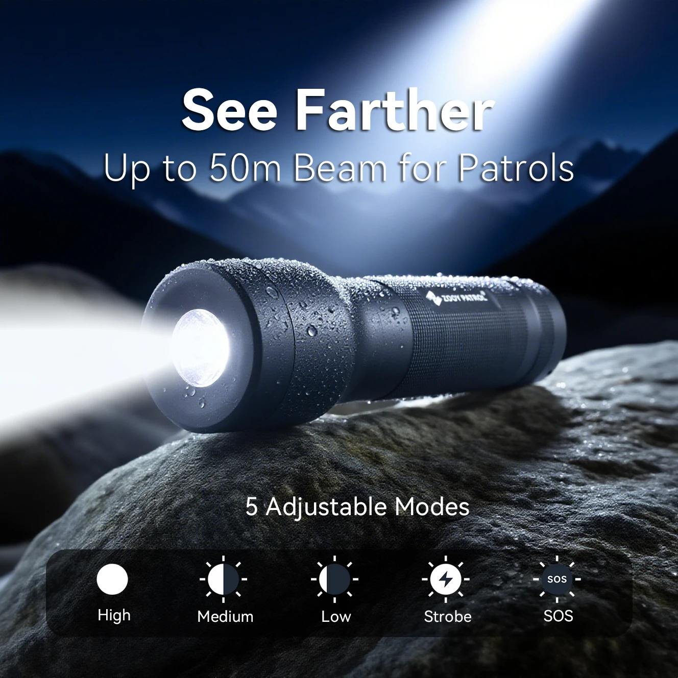 ZOOY Z-6600T RFID Guard Tour System with Flashlight, Impact Record, IP67 Waterproof, for Security Patrol