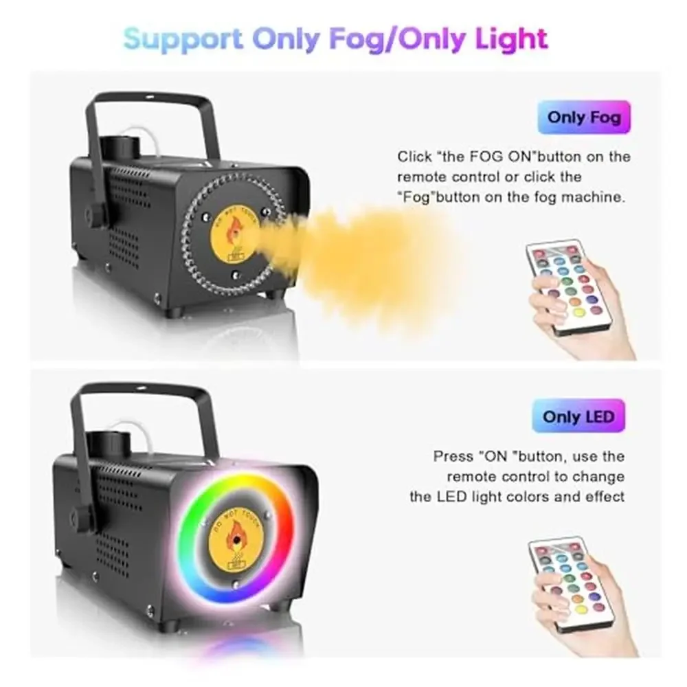 Smoke Machine 500W with 45 LED Lights and Wireless Remote Control Outdoor Parties Stage Captivating Atmosphere Fog Machine