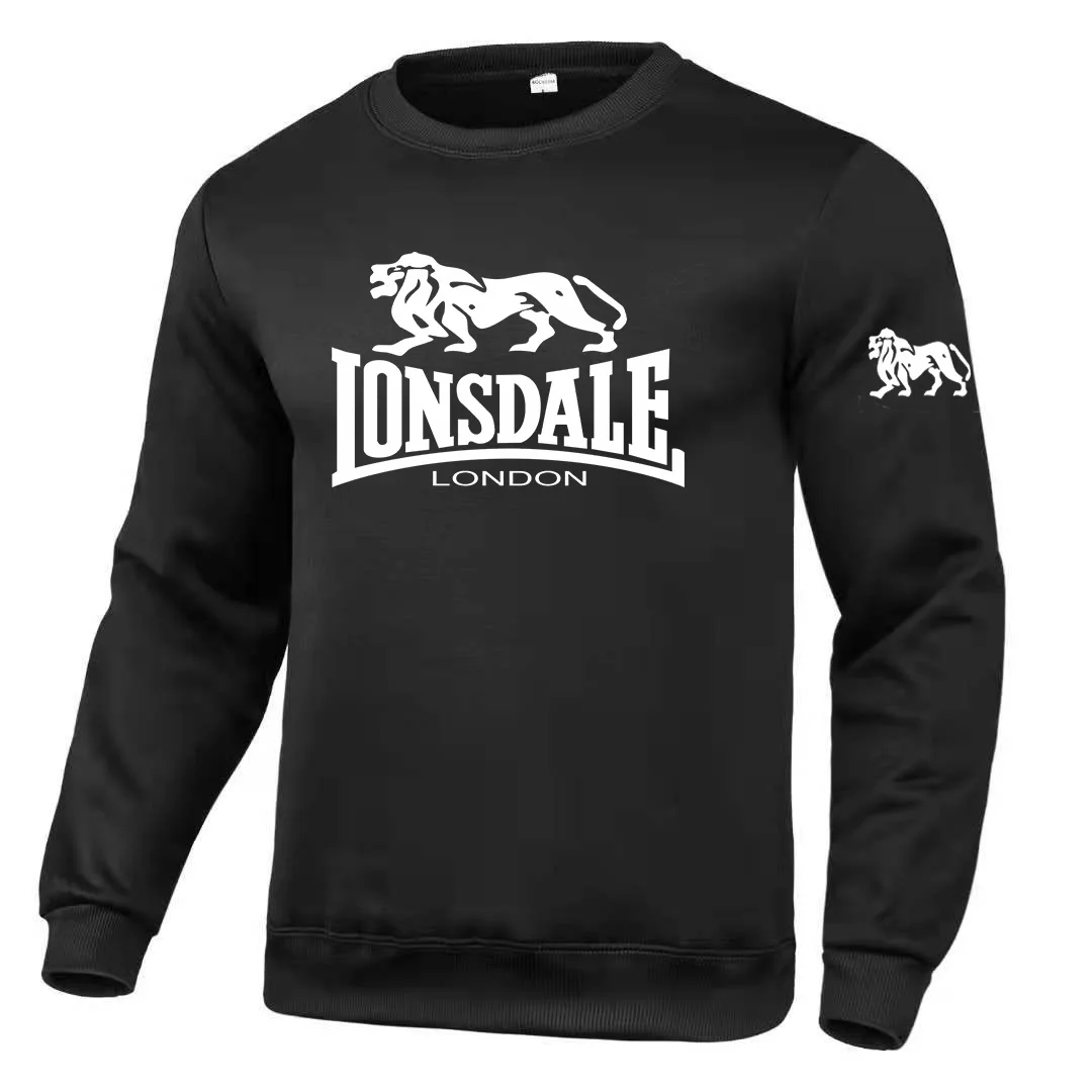 

2024 Autumn Lonsdale Hot Sale Letter Printing Brand Fleece Men's Round Neck Sweater Casual Couple Round Neck Sportswear Tops