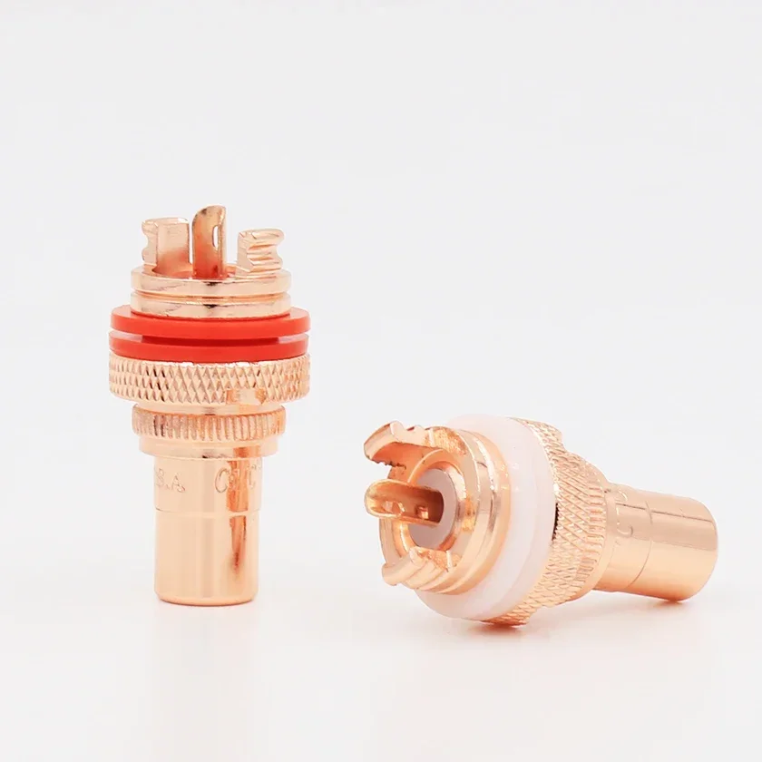 8pcs high quality red copper plated RCA Socket audio jack terminals Amplifier Copper RCA socket Plug