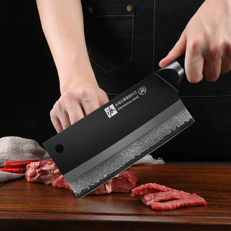 Meat Cleaver Damascus Steel Kitchen knife Multi-purpose Fruit Knife Chef Special Slicing Cutting Meat Vegetables Knife Sets