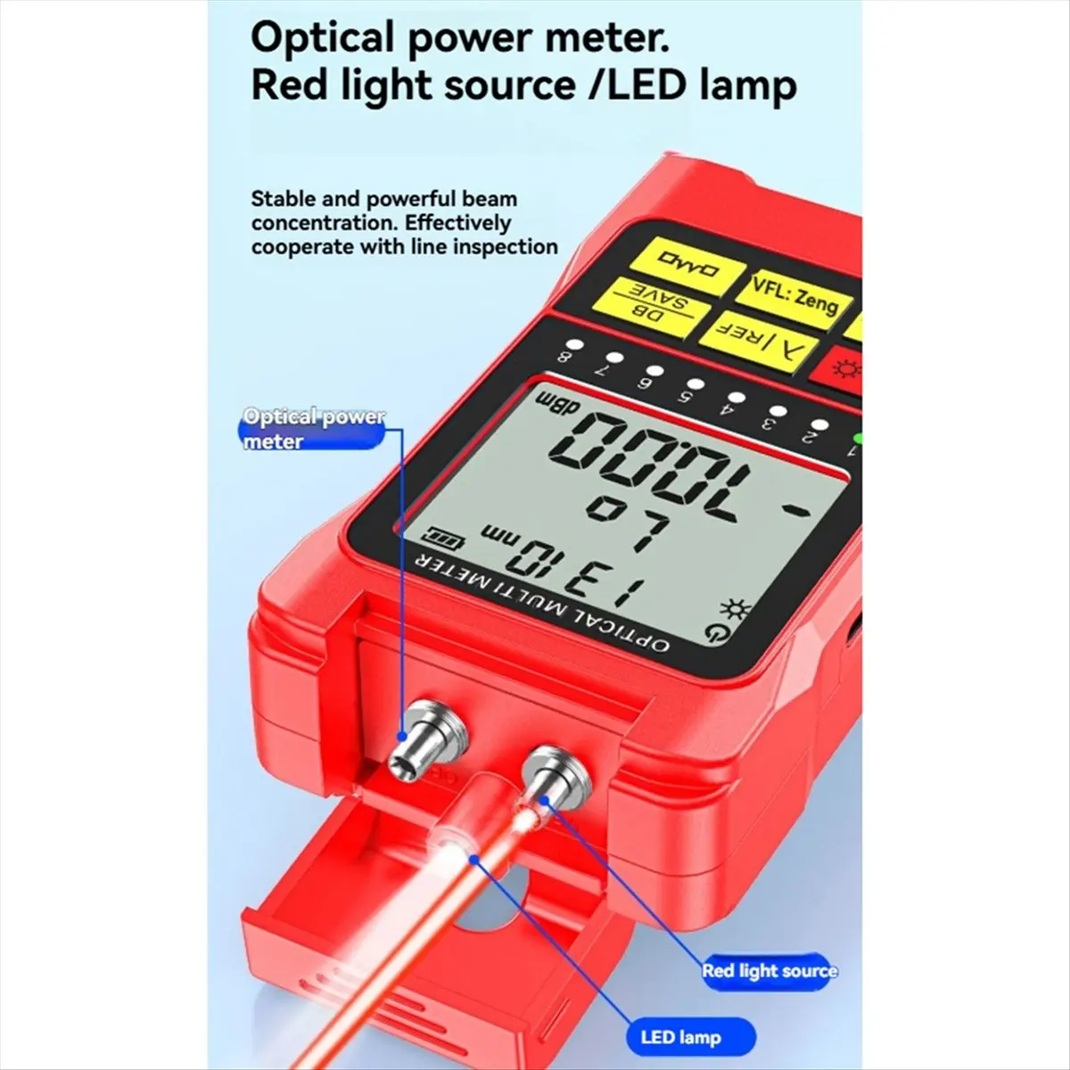 [VALUE PACK]100mW Fiber Optic Optical Power Meter -70-+10dbm Optical Multimeter for Detect Network Cable Signal Trans