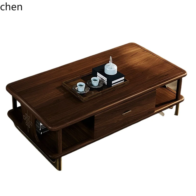 

ZMLSolid wood coffee table living room home 2024 new rectangular ebony coffee table storage