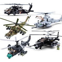 Sluban Modern Fighter Kamov Ka-52 MI-24 Black Shark AH-1 Attack Helicopter WWII Military Aircraft Building Blocks Model Kids Toy