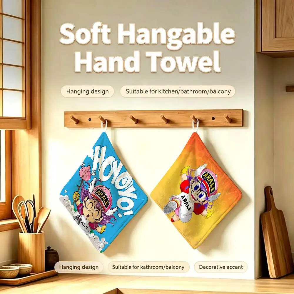 Hot Comics Kawaii Dr. Slump Household Hanging Towel Polyester Cotton Hand Wiping Towel Sturdy For Bathroom Bedroom