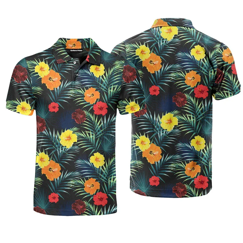 Vintage Plants And Flowers 3D Print Polo Shirts For Men Romantic Street Lapel Short Sleeve Golf Shirts Summer Hawaiian Vacation - Image 4