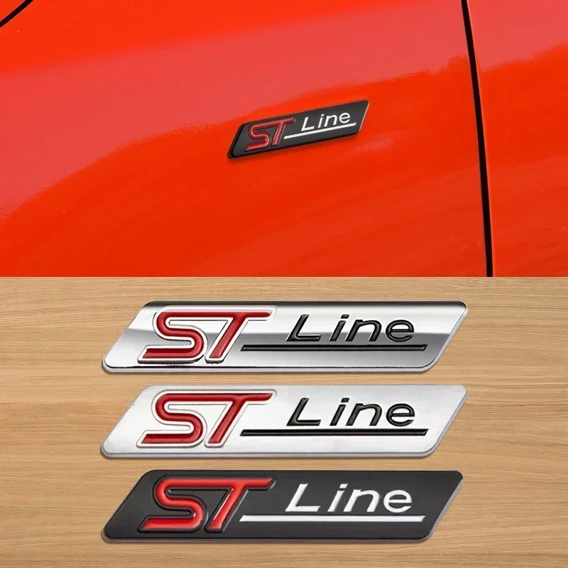 1pcs 3D Metal STLine ST line logo Rear Car Emblem Badge Chrome Sticker decoration Auto accessories