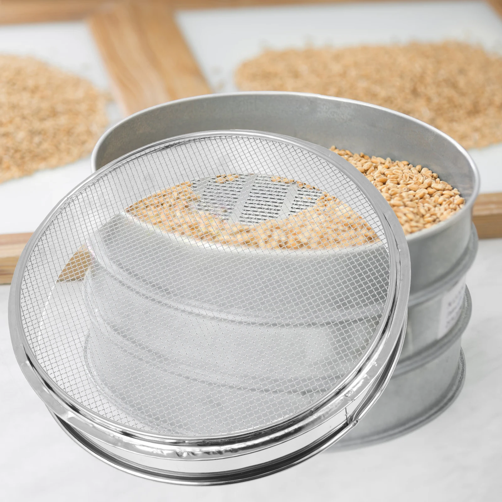 

Break Resistant Stainless Steel Cereal Sifter Handheld Corn Sieve Kitchen Grain Strainer Tool