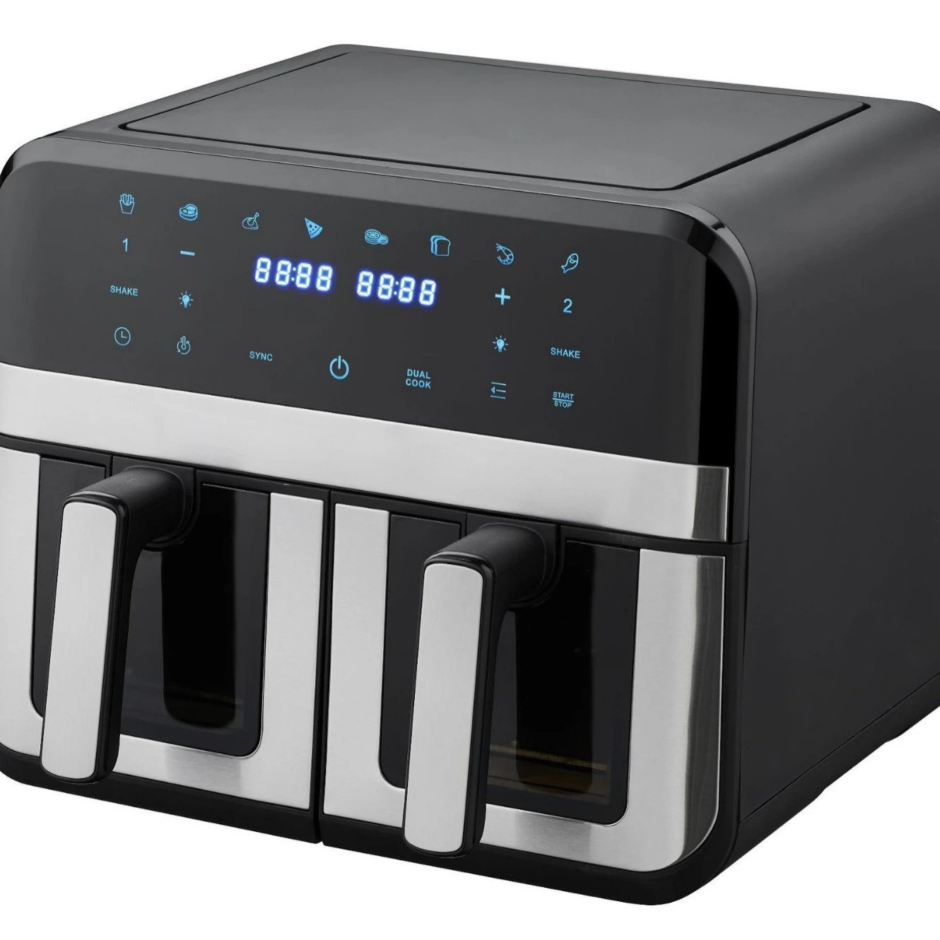 Factory air Fryer Oven with Dual Chambers, Dual Baskets Dual Pots 9L Large Capacity, Visible Multifunctional Home Electric Fryer