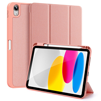 DUX DUCIS Domo Series for iPad (2025) / 10.9 (2022) Case Auto Wake / Sleep Tri-Fold Stand Leather Cover - Pink