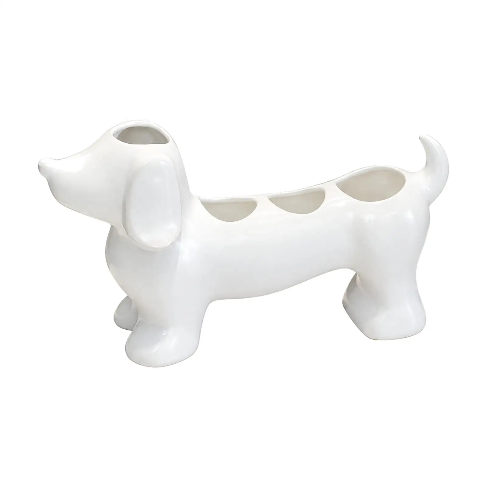 Ceramic Dachshund Toothbrush Holder Rack Countertop Washroom Organizer for Bathroom Vanity Decor