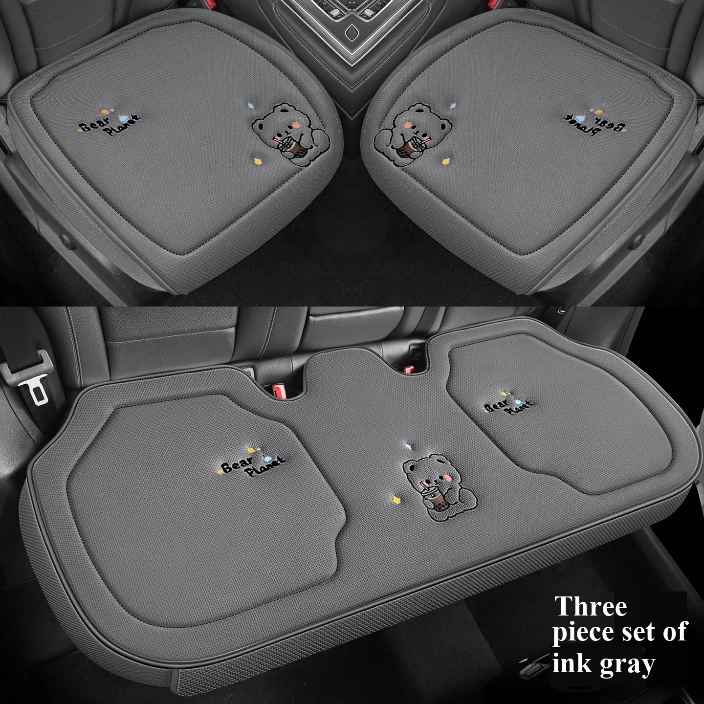 All seasons Car seat cushion -three-piece set complete set of cartoon-patterned car seat cover single-seat cover rear seat cushi