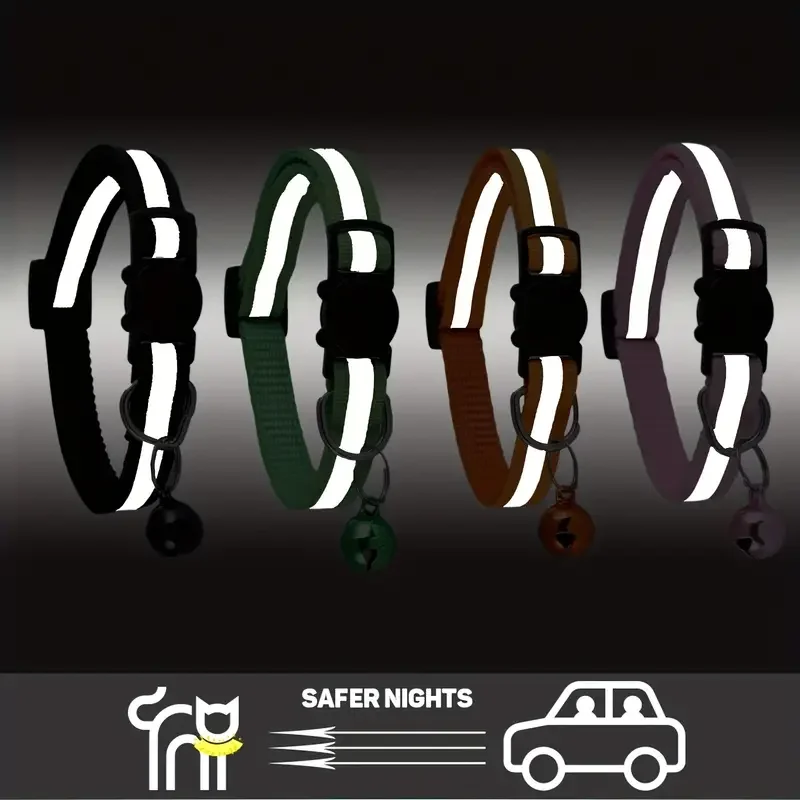 Personalisiertes Reflektierendes Katzen-Sicherheitshalsband mit Kostenloser Gravur, Verstellbares Individuelles ID-Etikett, Nylon-Halsband für Welpen und Kätzchen – Detail 4