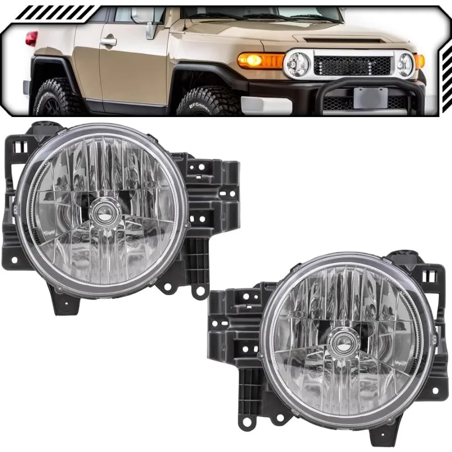 

OE Style Replacement Halogen Headlights Assembly for Toyota 07-14 FJ Cruiser with High Brightness and Durable Design Compatible