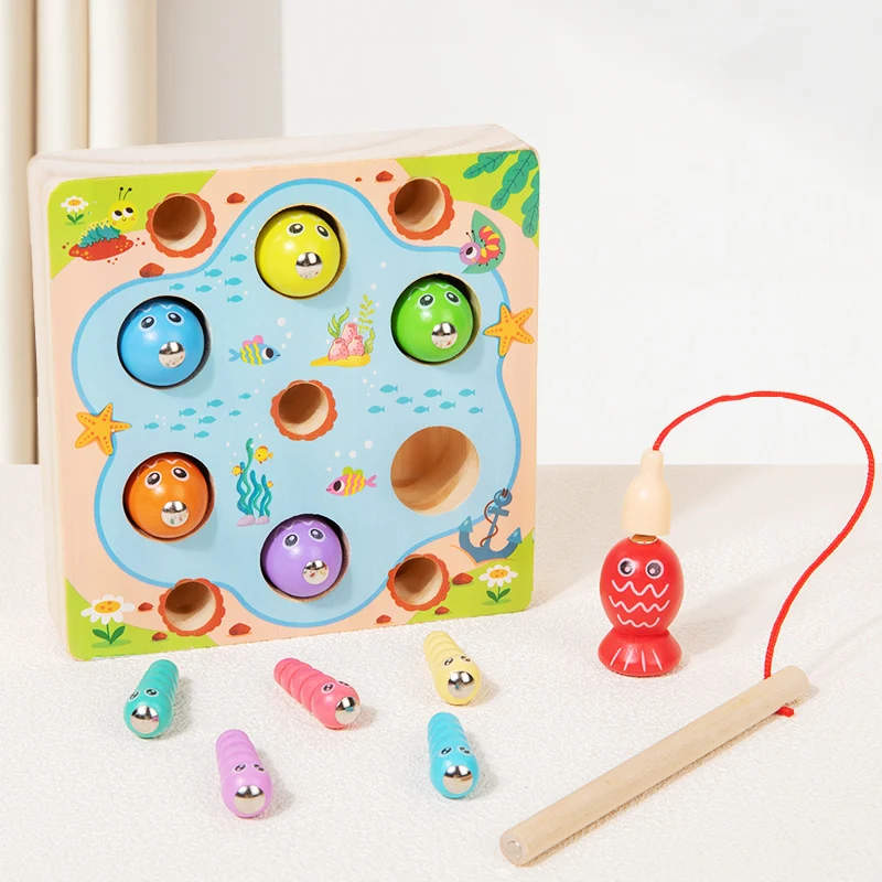 Jeu de pêche en bois pour enfants, jouet cognitif couleur, éducation précoce, jeux interactifs, cadeaux, motricité Fine