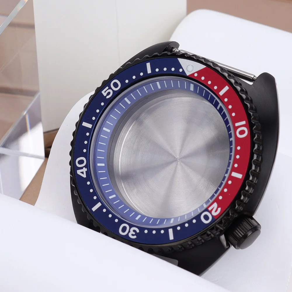 45mm Black Waterproof Watch Cases Luxury Sapphire For Turtle Abalone Seiko NH35 NH36 NH38 34 Movt 28.5mmDial Stainless 120clicks