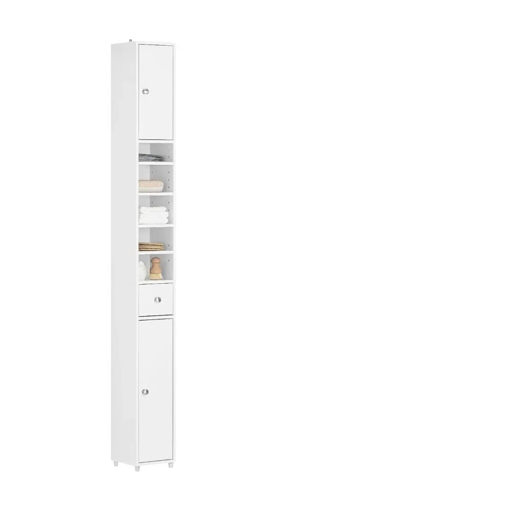 

Bathroom Tall Cabinet with 1 Drawer, 2 Doors and Adjustable Shelves, Slender Extra Storage Cabinet