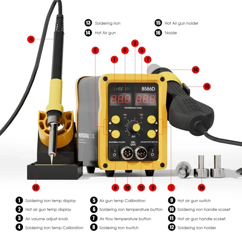 Sell like hot cakes Rework Solder Iron Digital 2 In 1 Hot Air Gun Welding Soldering Station For Mobile Phone Repair