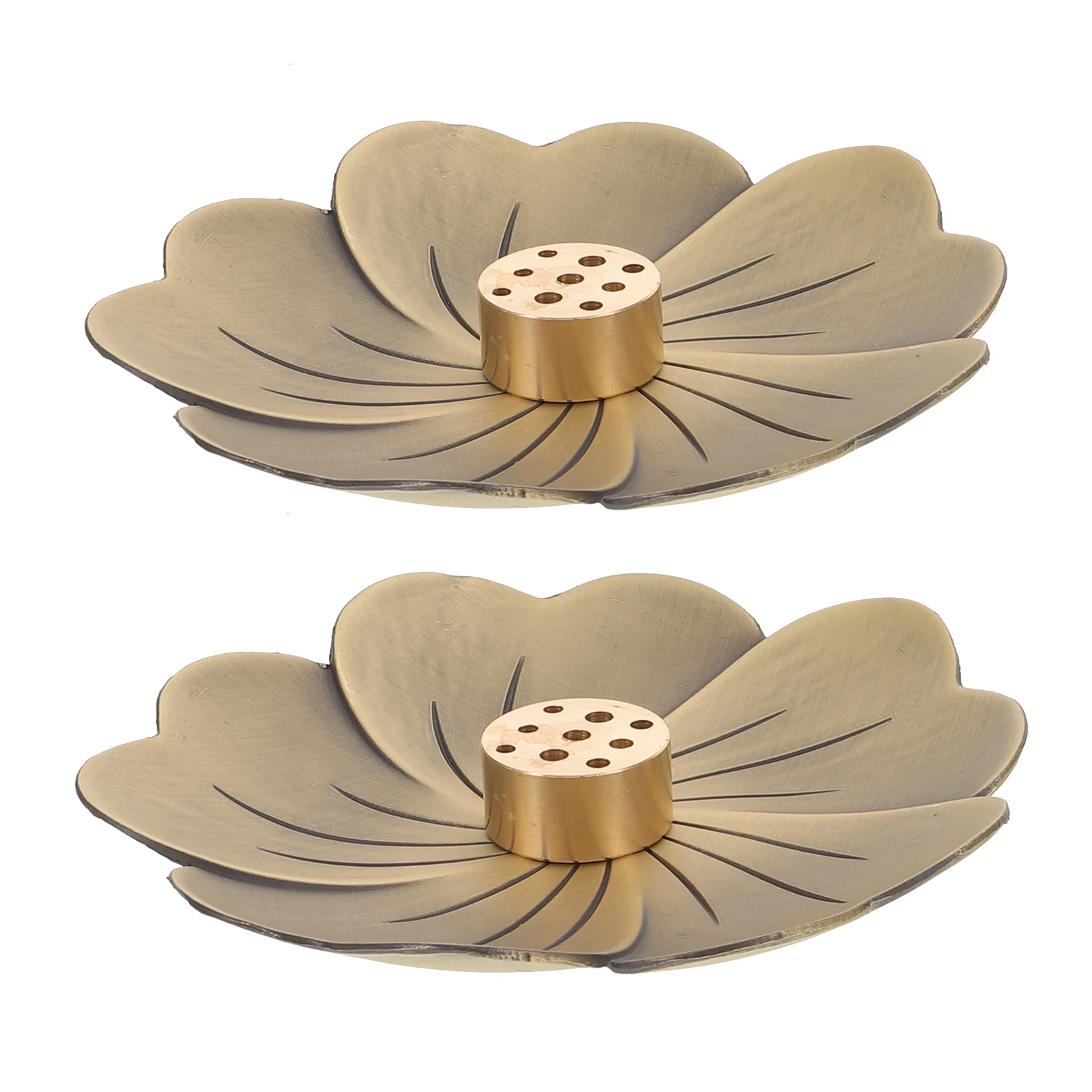 

2pcs Golden Retro Flower Incense Burner Multifunctional Holder For Sticks Coils Meditation Yoga Home Decor Ceramic Tray Stand