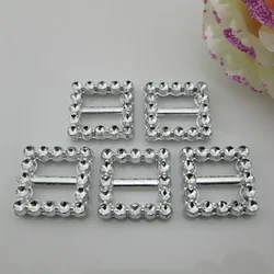 10 X Acrylic Square Buckle For Wedding Invitation Ribbon Slider