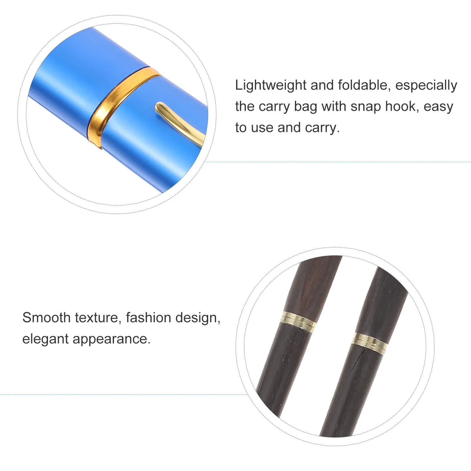 Portable Ebony Foldable Chopsticks Set Natural Antibacterial Smooth Polished Wooden Travel Chopsticks with Deluxe Aluminum Case view 3