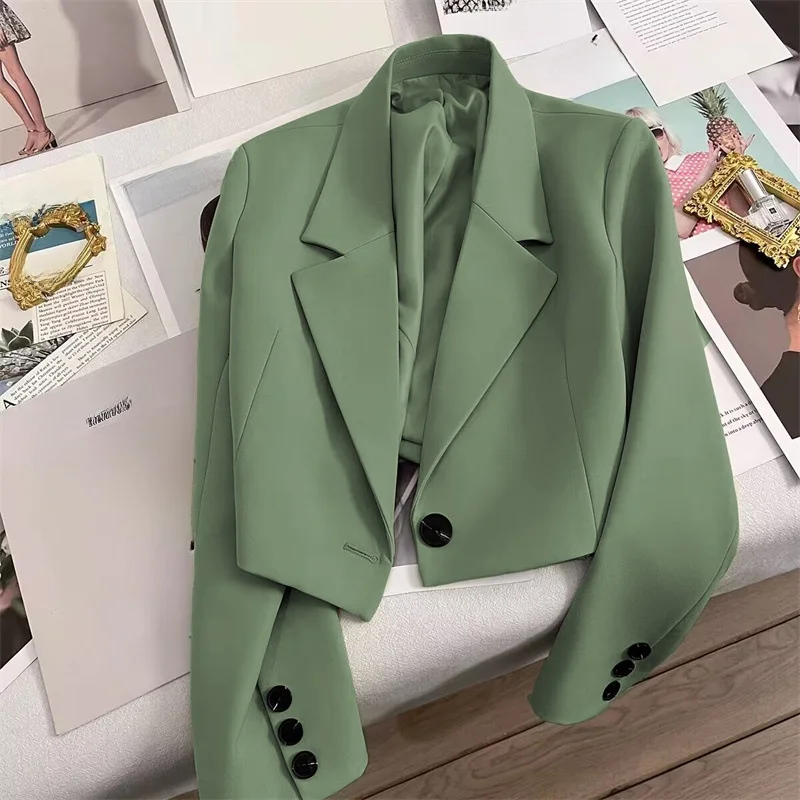 

Elegant Short Black Suit Jacket for Women Spring Autumn 2025 New British Style High Quality Fashionable Polyester Material