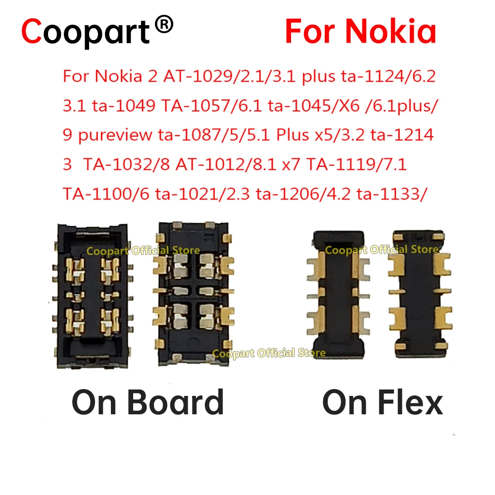 

2Pcs Inner Battery FPC Connector On The Motherboard Flex For Nokia 2 AT-1029 X6 X7 TA-1029 1124 1049 1059 1045 1087 1141 1133