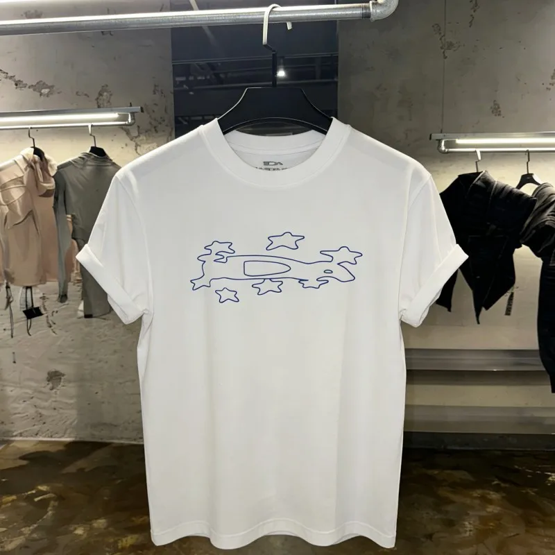 

Футболки Cotton Ida Sply с логотипом Line Star, белые, с круглым вырезом, коротким рукавом, летние, базовые, дышащие, повседневные, для мужчин и женщин, в уличном стиле Cleanfit
