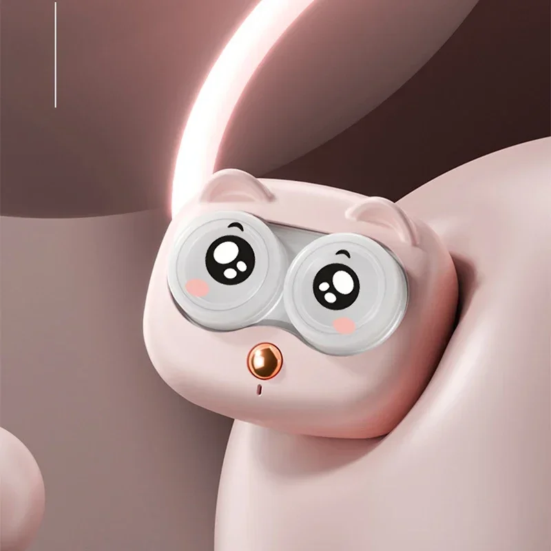 منظف العدسات اللاصقة المحمول بالموجات فوق الصوتية مع صندوق قابل للإزالة آلة تنظيف البروتين المسيل للدموع علبة العدسات اللاصقة المحمولة